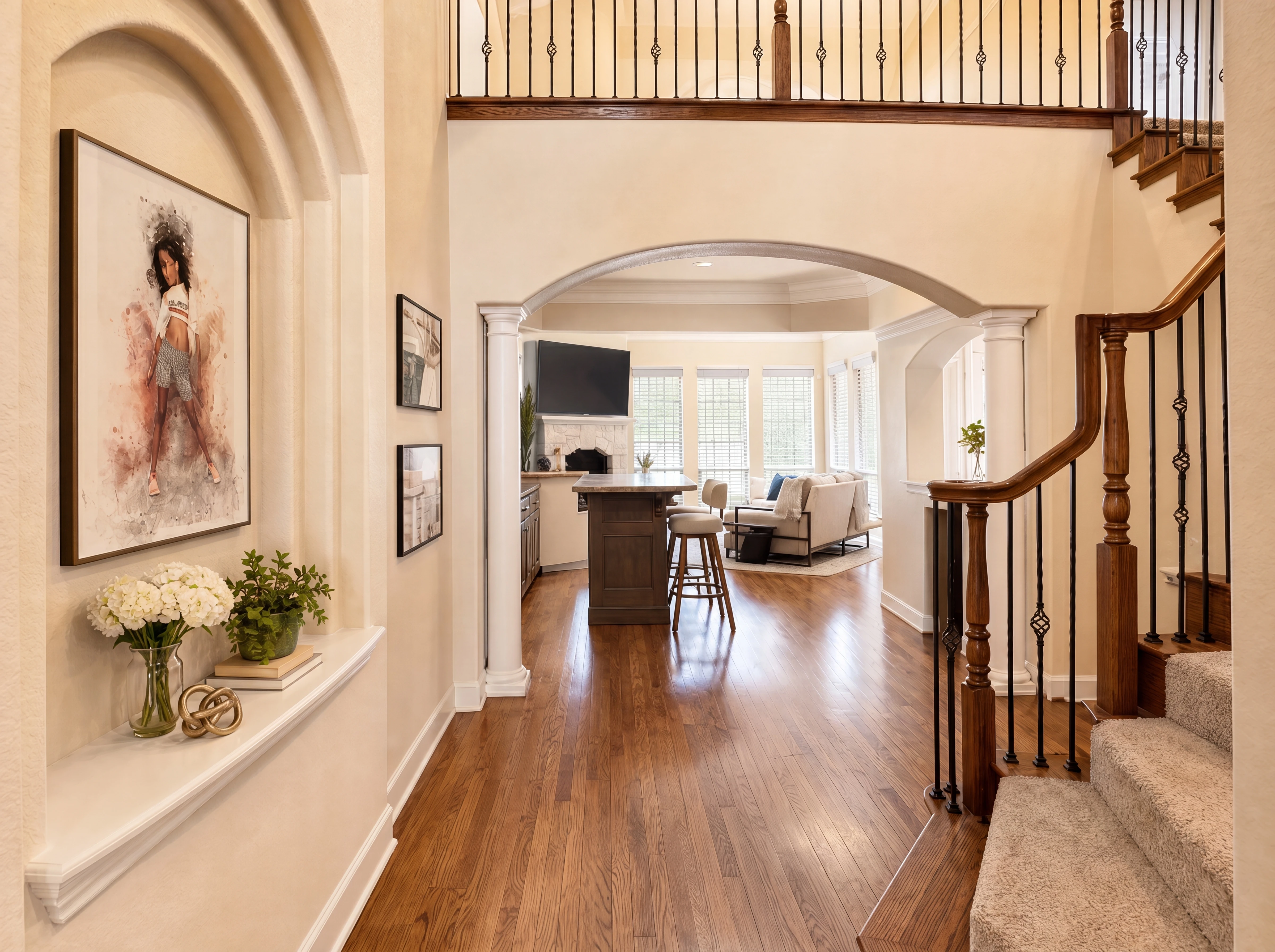 View from the foyer into the living room at 4422 St Andrews
