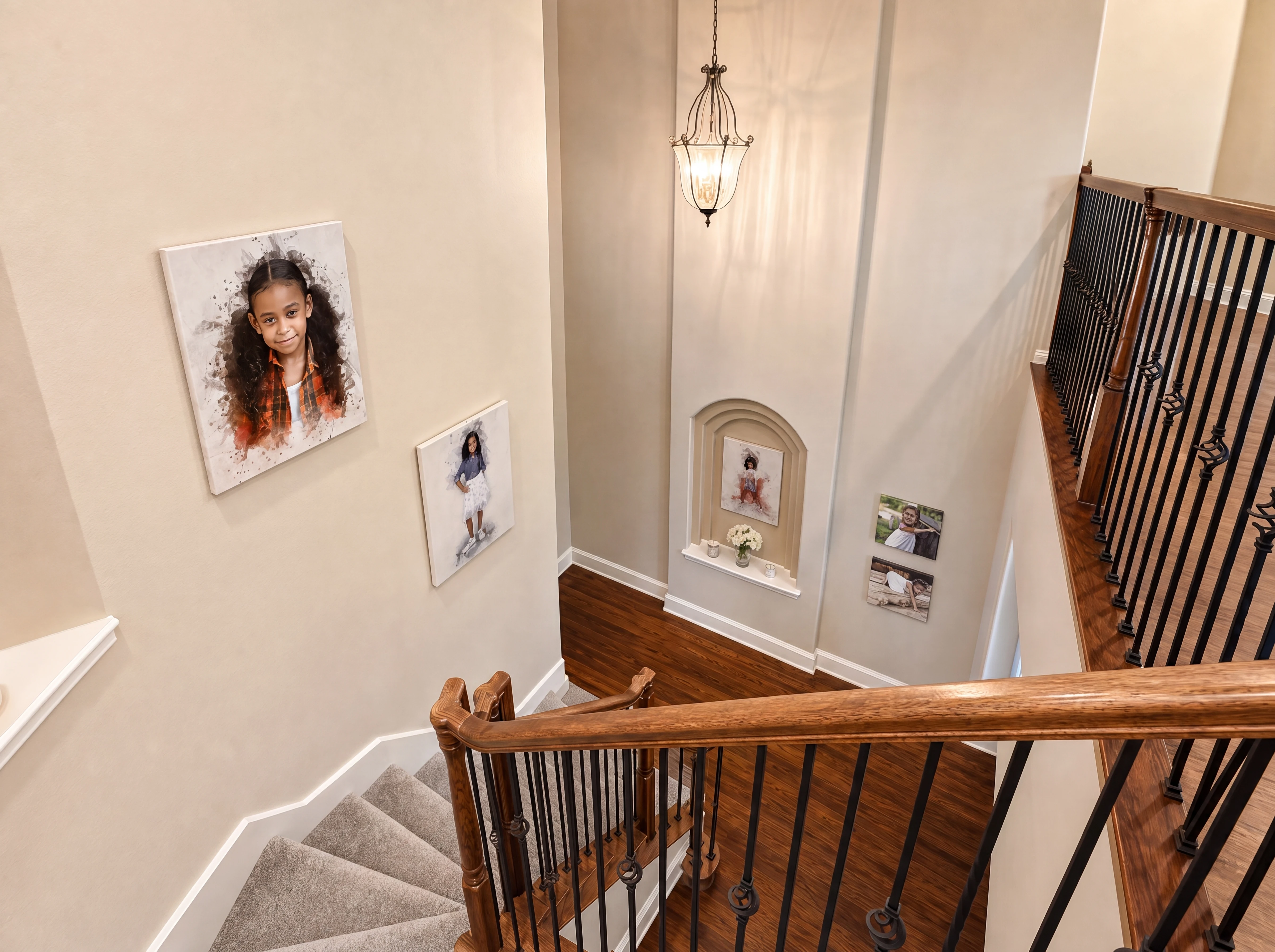 View into the foyer from upstairs landing